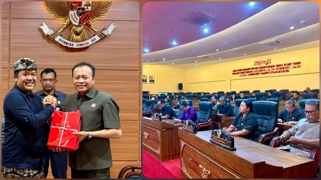 Gedung DPRD Kabupaten Bangli di Bali tampak dari depan saat siang hari dengan suasana lingkungan sekitar yang asri.